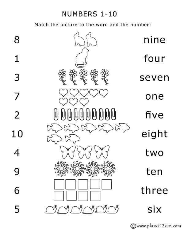 numbers 1 10 worksheets for kindergarten pdf