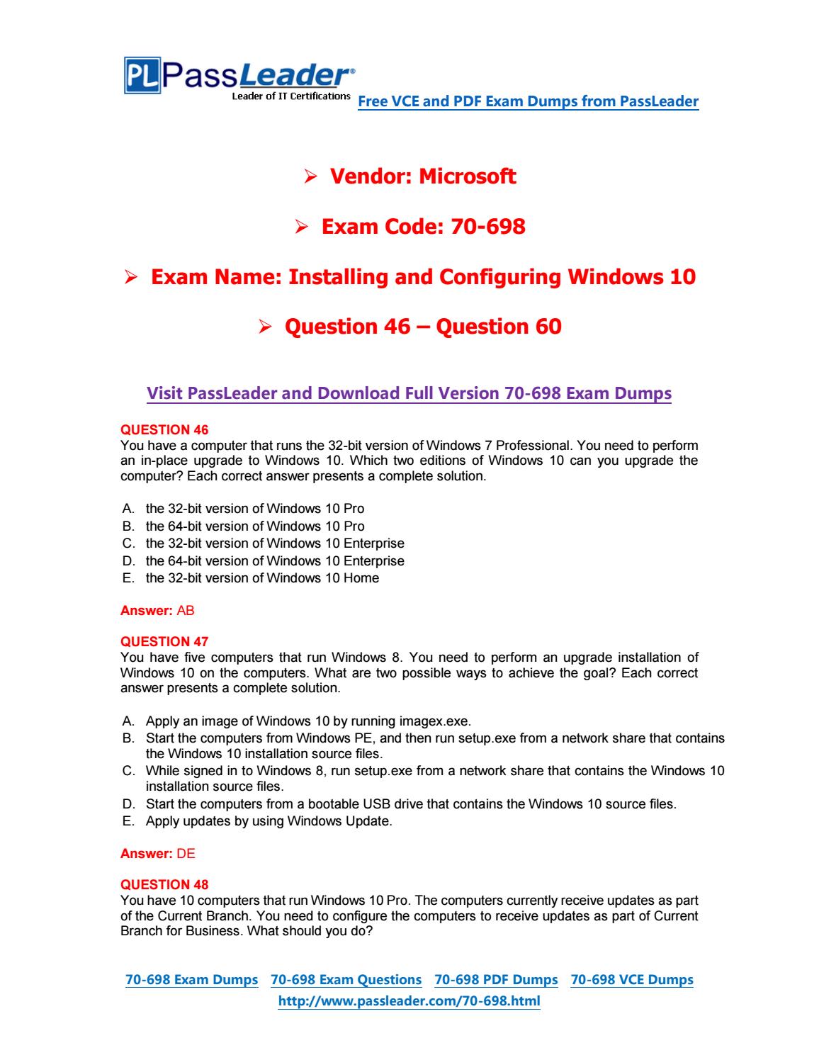 mcsa windows 10 exam 70 698 pdf