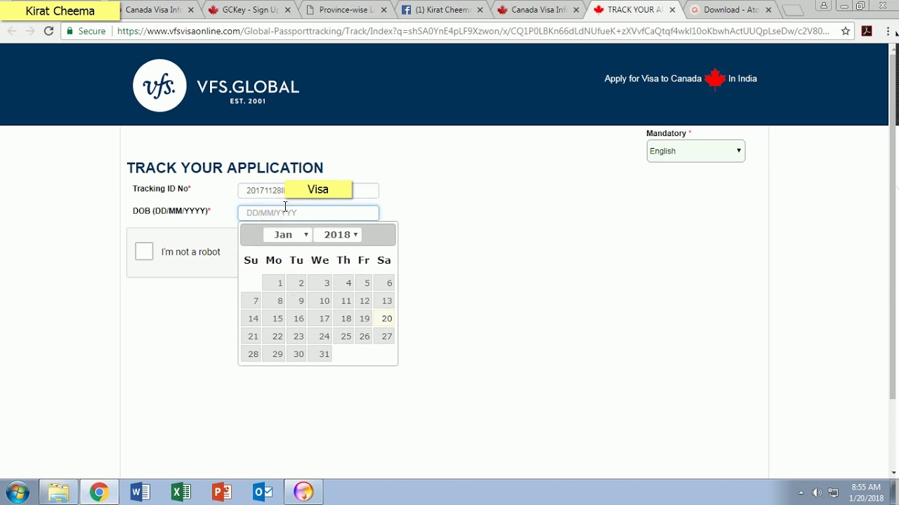track visa application vfs
