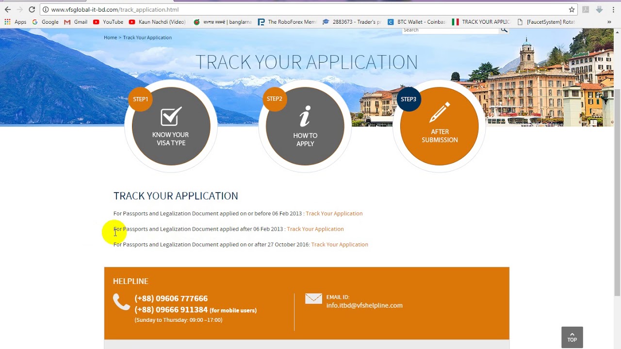 track visa application vfs