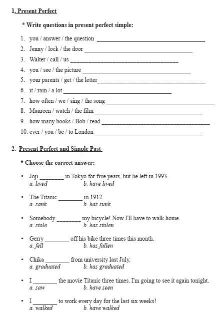 present simple exercises pdf