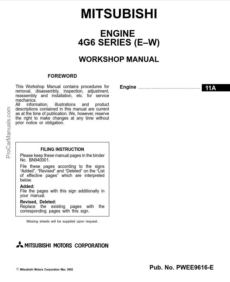 mitsubishi 6g74 gdi engine workshop manual download