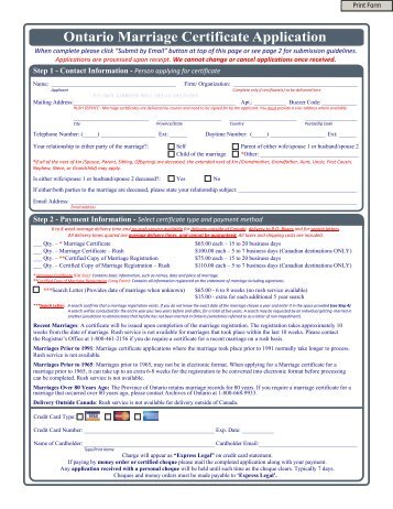 ontario birth certificate application