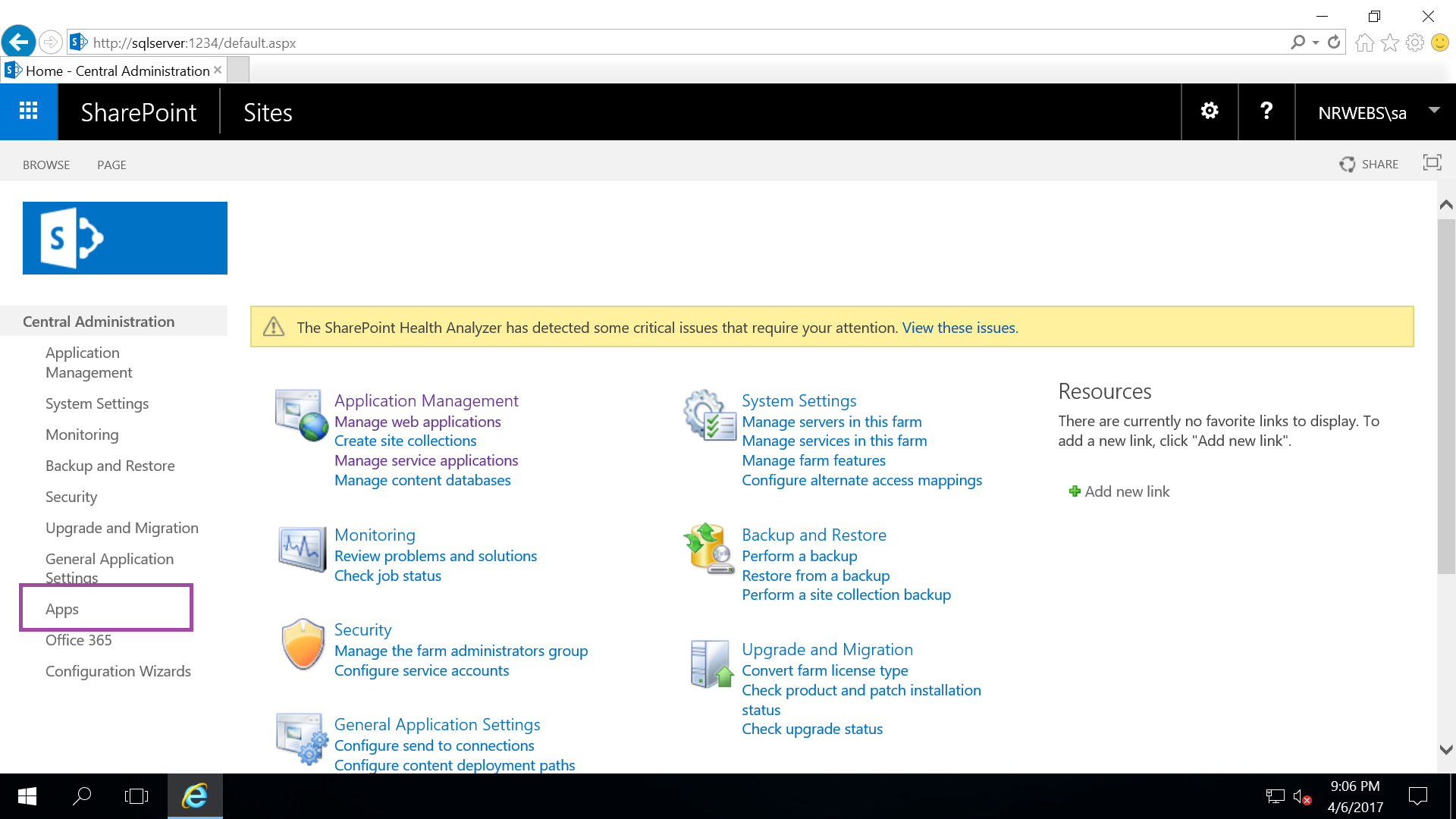 sharepoint application page
